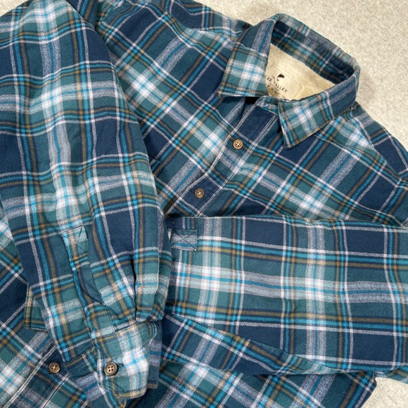 Lee Valley Ireland Flannel Jacket Mens Large Blue Lumberjack Core Sherpa Plaid‎ - Picture 1 of 8
